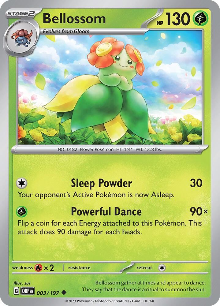 Bellossom 003/197 Reverse Holofoil, Obsidian Flames Pokémon card