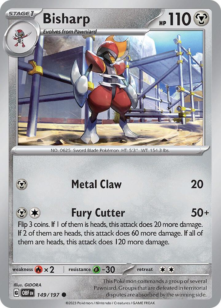 Bisharp 149/197, Obsidian Flames Pokémon card