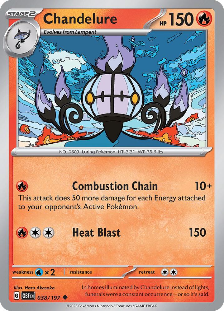 Chandelure 038/197, Obsidian Flames Pokémon card
