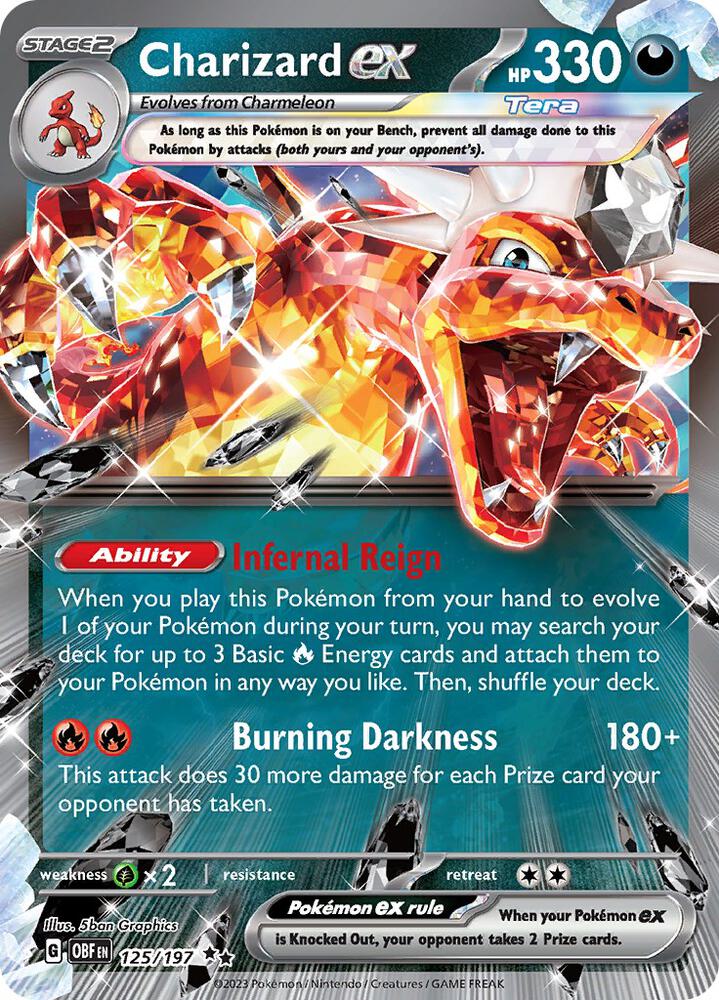Charizard ex 125/197 Holofoil, Obsidian Flames Pokémon card