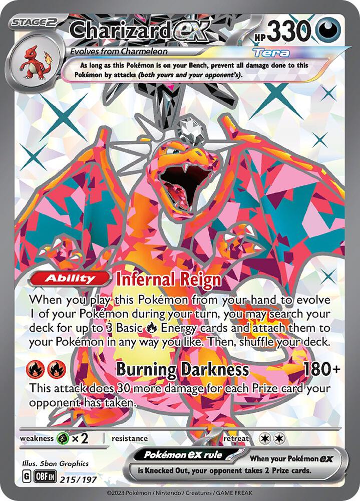 Charizard ex 215/197 Holofoil, Obsidian Flames Pokémon card