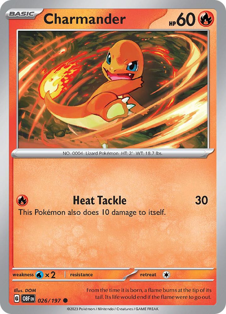Charmander 026/197 Reverse Holofoil, Obsidian Flames Pokémon card