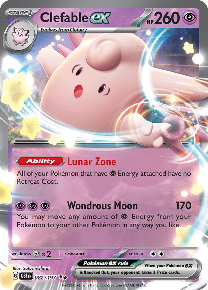 Clefable ex 082/197 Holofoil, Obsidian Flames Pokémon card