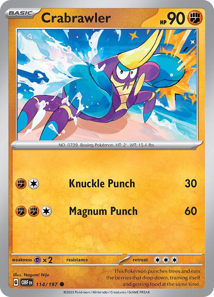 Crabrawler 114/197, Obsidian Flames Pokémon card