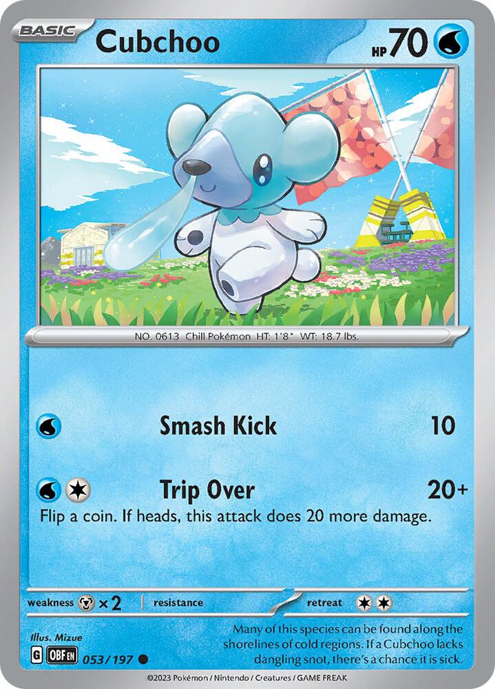 Cubchoo 053/197, Obsidian Flames Pokémon card