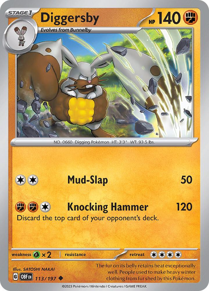 Diggersby 113/197, Obsidian Flames Pokémon card