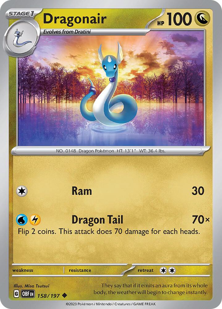 Dragonair 158/197, Obsidian Flames Pokémon card