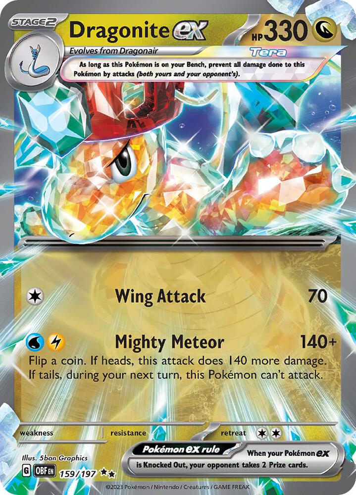 Dragonite ex 159/197 Holofoil, Obsidian Flames Pokémon card