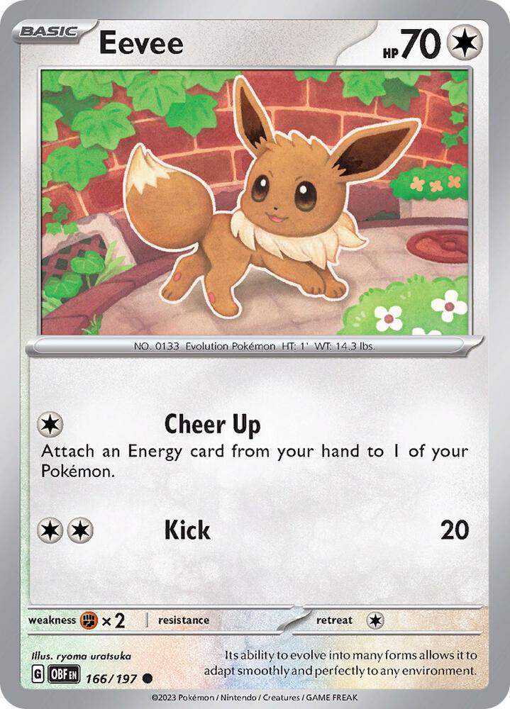 Eevee 166/197, Obsidian Flames Pokémon card