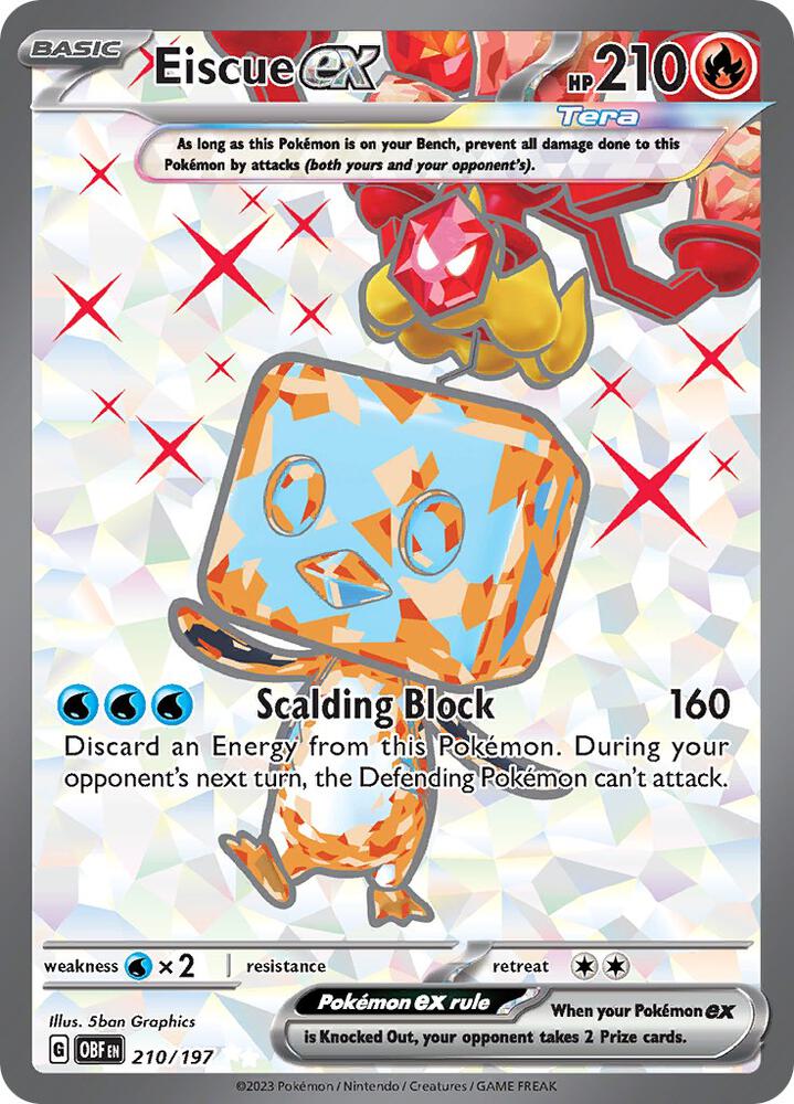 Eiscue ex 210/197 Holofoil, Obsidian Flames Pokémon card