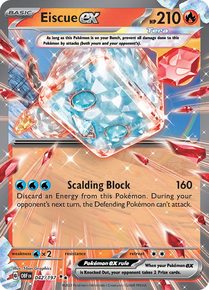 Eiscue ex 042/197 Holofoil, Obsidian Flames Pokémon card
