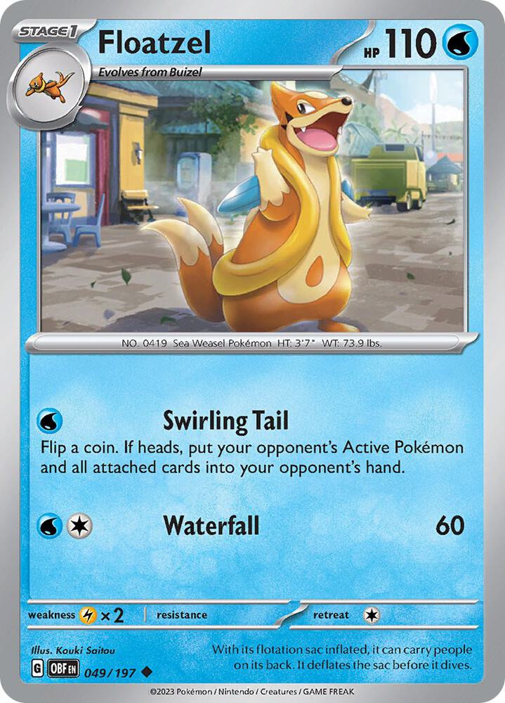 Floatzel 049/197, Obsidian Flames Pokémon card