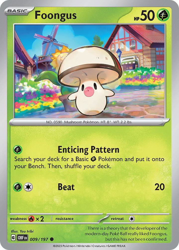 Foongus 009/197, Obsidian Flames Pokémon card