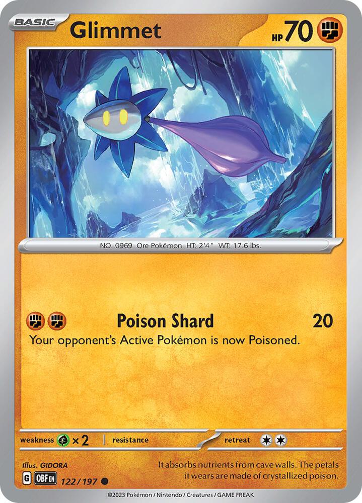 Glimmet 122/197, Obsidian Flames Pokémon card