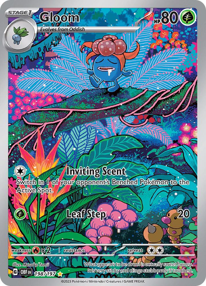 Gloom 198/197 Holofoil, Obsidian Flames Pokémon card