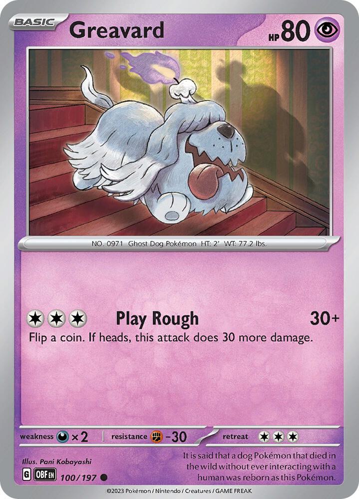 Greavard 100/197, Obsidian Flames Pokémon card