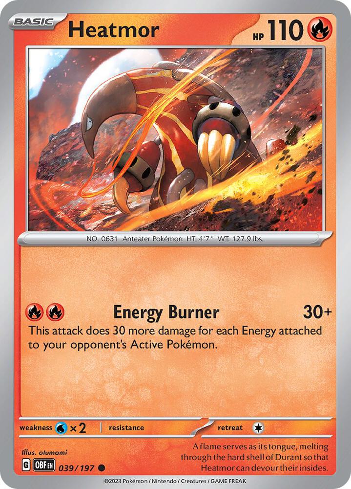 Heatmor 039/197, Obsidian Flames Pokémon card