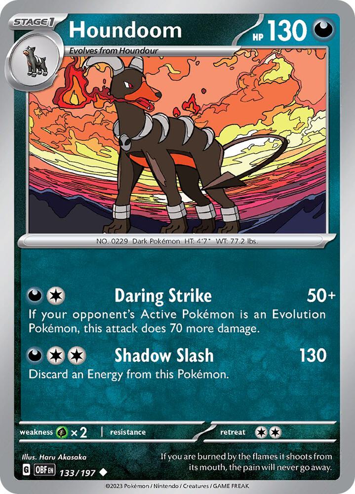 Houndoom 133/197, Obsidian Flames Pokémon card