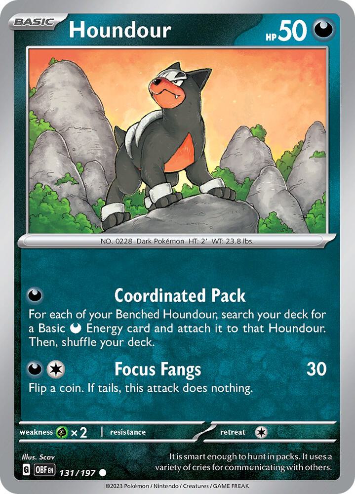 Houndour 131/197, Obsidian Flames Pokémon card