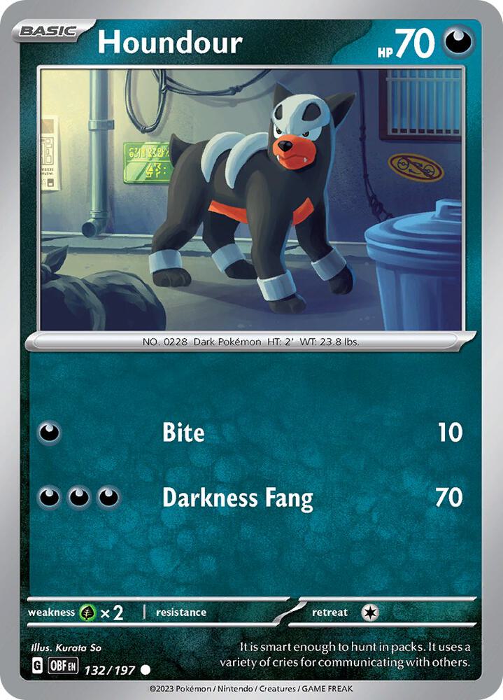 Pokemon - Obsidian Flames - Houndour - 132/197 - Reverse Holofoil
