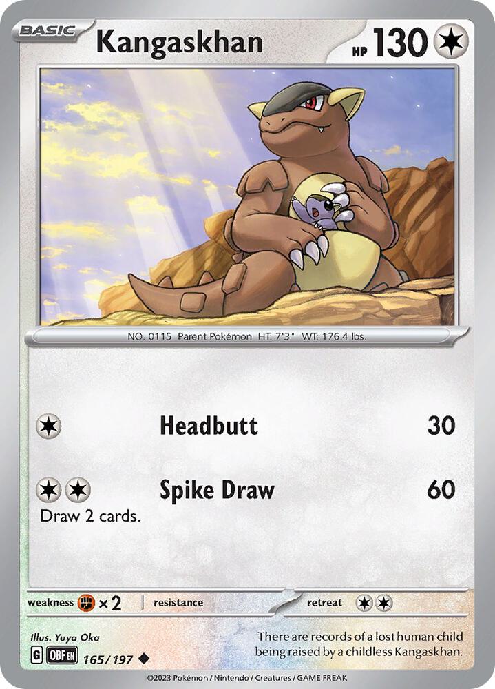 Kangaskhan 165/197, Obsidian Flames Pokémon card