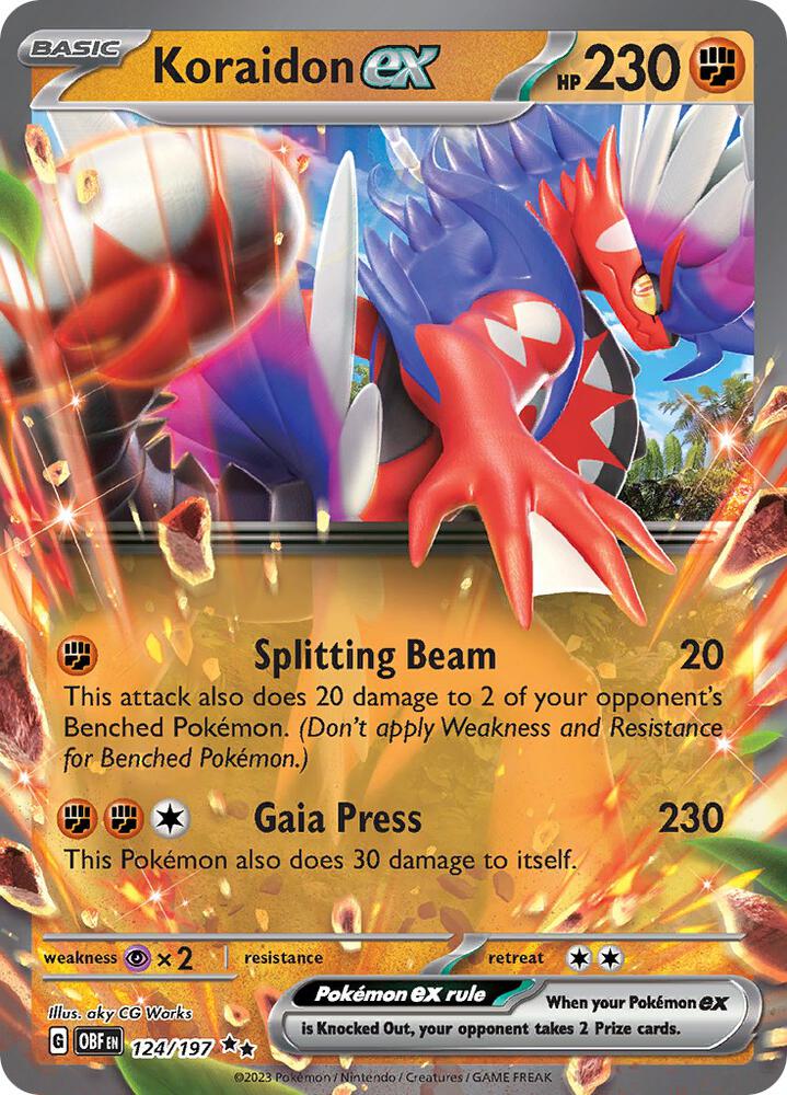 Koraidon ex 124/197 Holofoil, Obsidian Flames Pokémon card