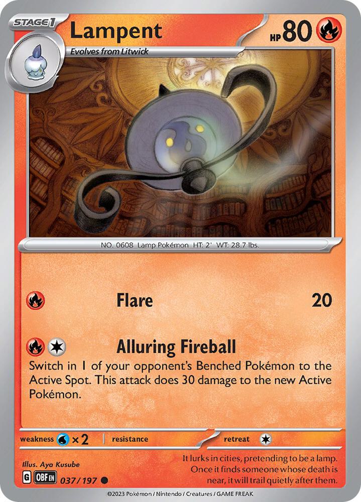 Lampent 037/197, Obsidian Flames Pokémon card