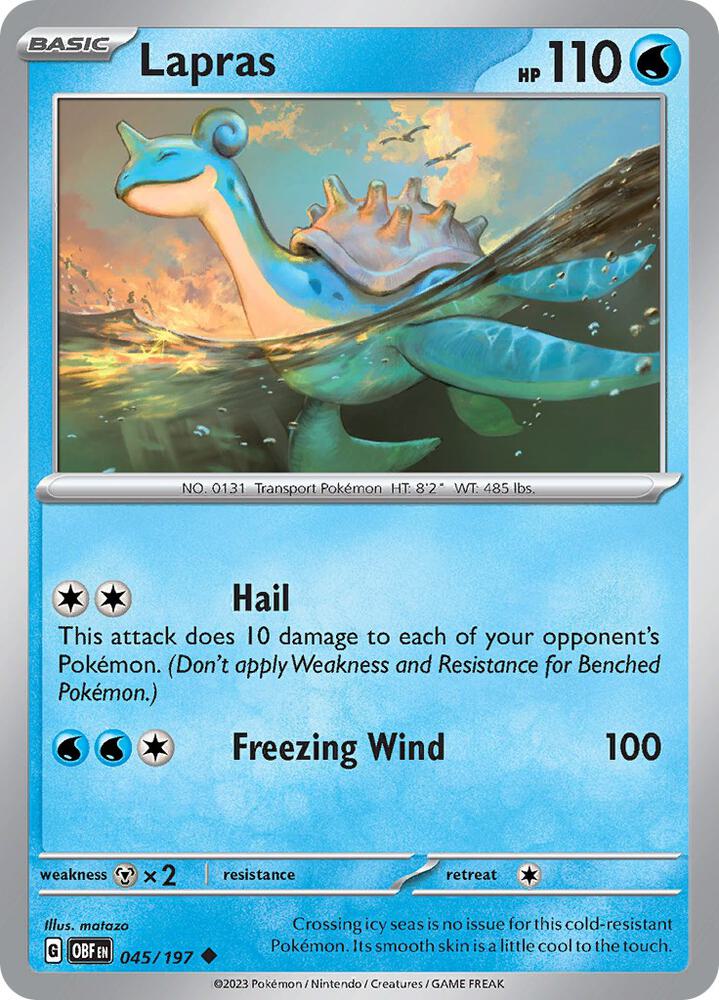 Lapras 045/197, Obsidian Flames Pokémon card