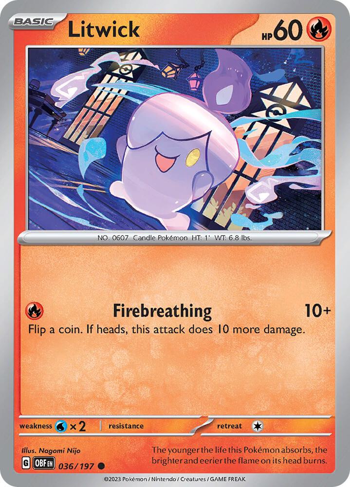 Litwick 036/197 Reverse Holofoil, Obsidian Flames Pokémon card