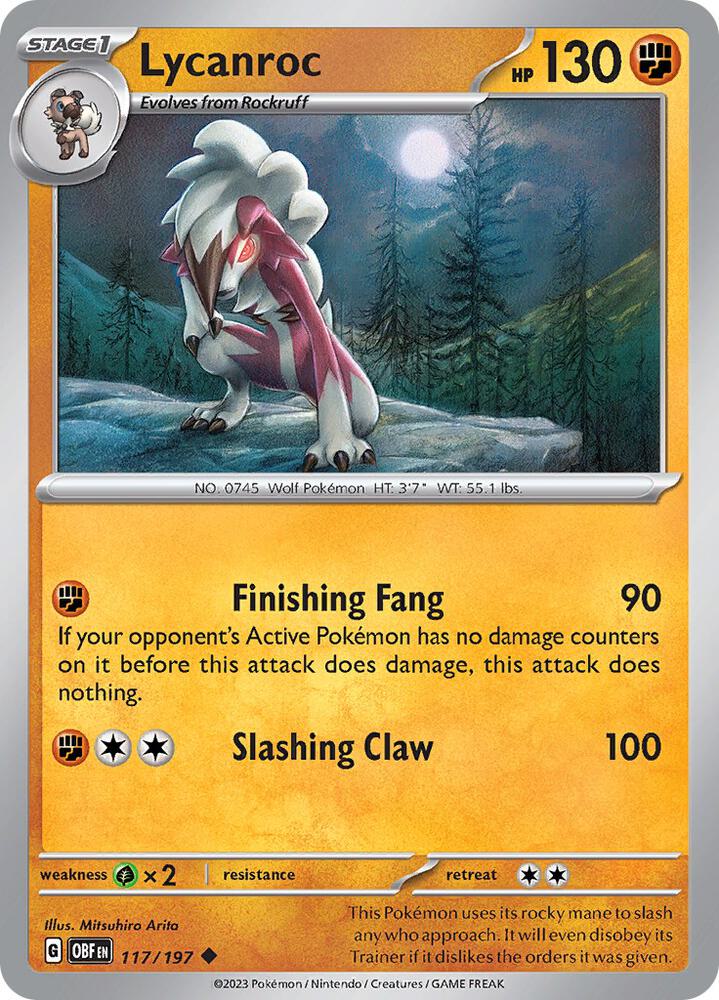 Lycanroc 117/197, Obsidian Flames Pokémon card