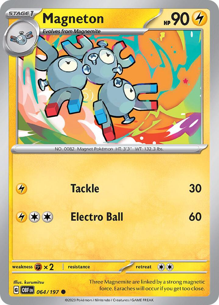 Magneton 064/197 Reverse Holofoil, Obsidian Flames Pokémon card