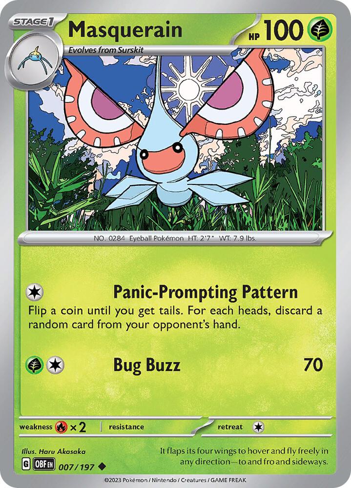 Masquerain 007/197, Obsidian Flames Pokémon card