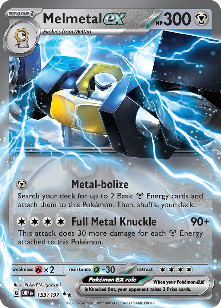 Melmetal ex 153/197 Holofoil, Obsidian Flames Pokémon card