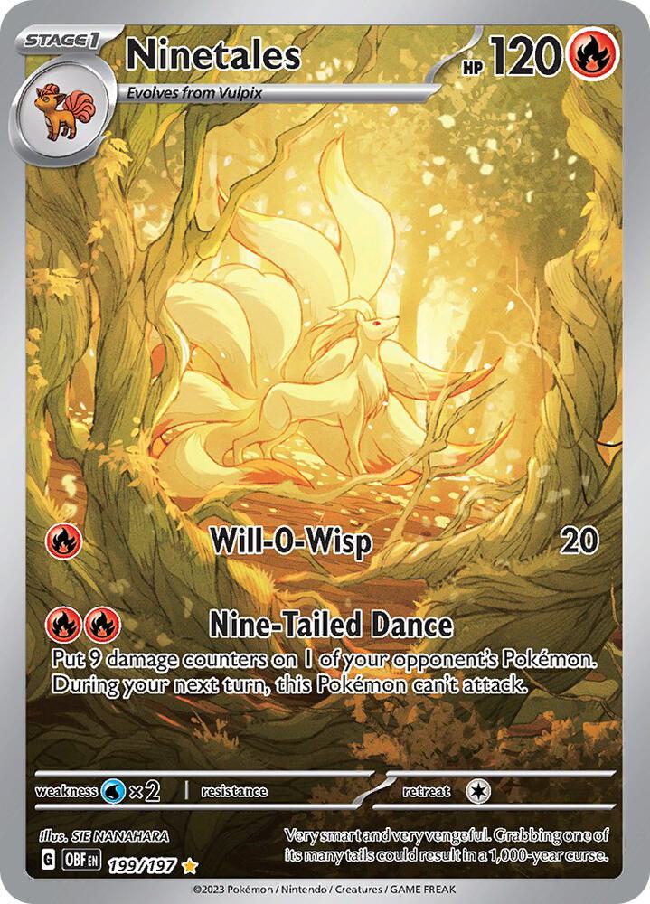 Ninetales 199/197 Holofoil, Obsidian Flames Pokémon card