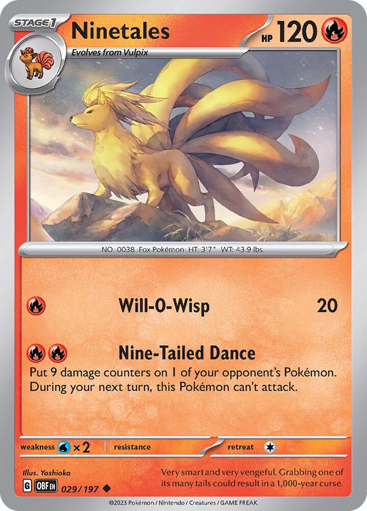 Pokemon - Obsidian Flames - Ninetales - 029/197 - Reverse Holofoil