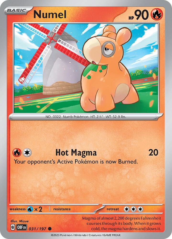 Numel 031/197 Reverse Holofoil, Obsidian Flames Pokémon card