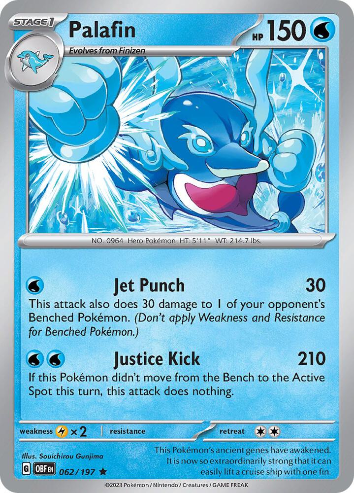 Palafin 062/197 Holofoil, Obsidian Flames Pokémon card