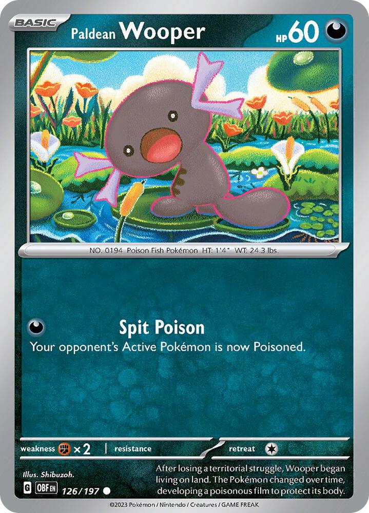 Paldean Wooper 126/197, Obsidian Flames Pokémon card