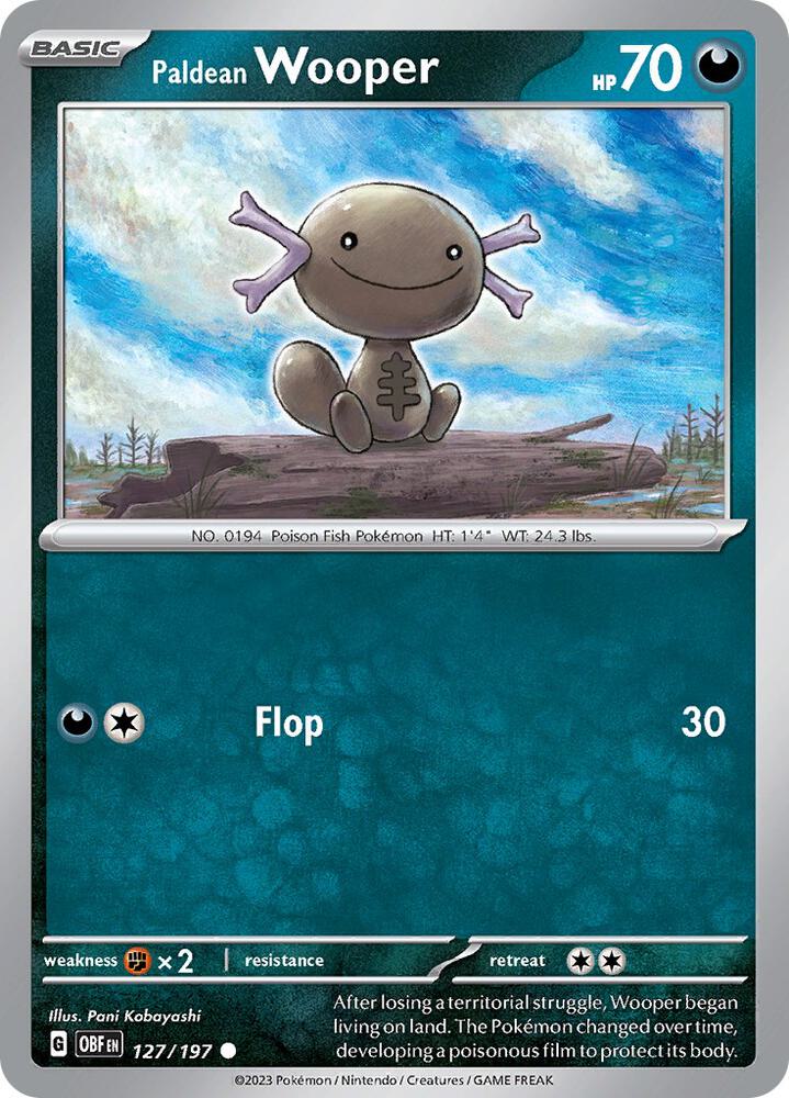 Paldean Wooper 127/197 Reverse Holofoil, Obsidian Flames Pokémon card