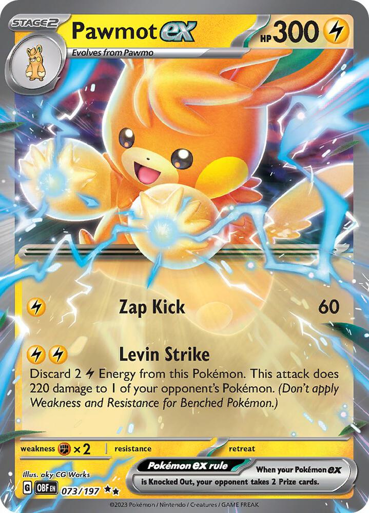 Pawmot ex 073/197 Holofoil, Obsidian Flames Pokémon card