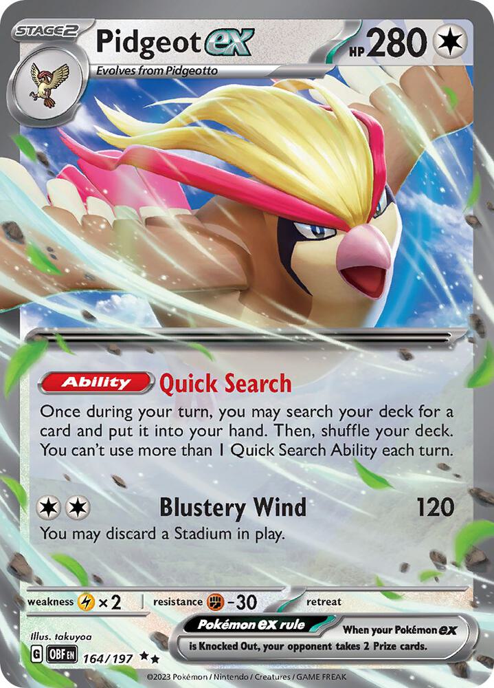 Pidgeot ex 164/197 Holofoil, Obsidian Flames Pokémon card