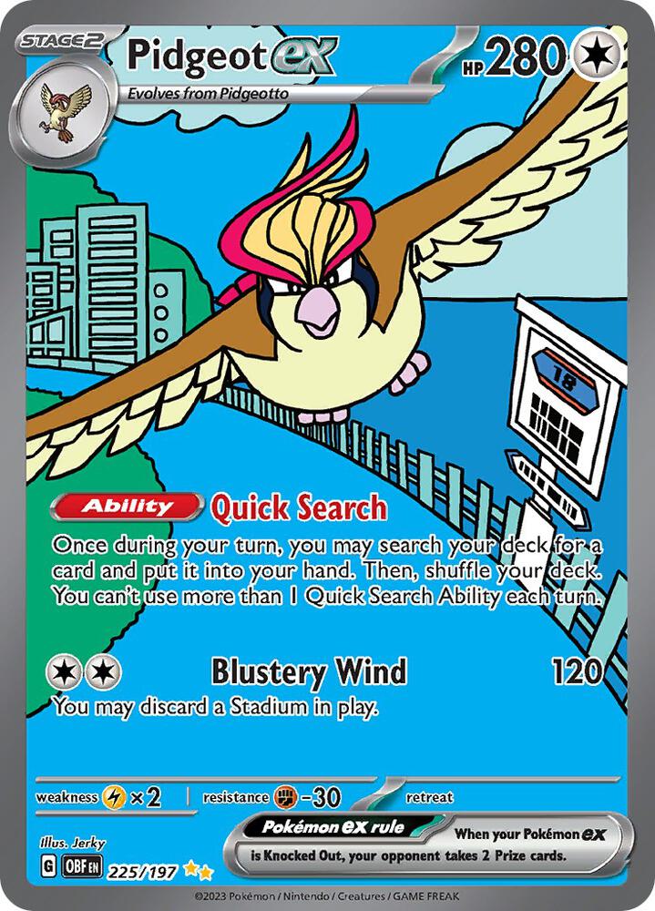 Pidgeot ex 225/197 Holofoil, Obsidian Flames Pokémon card