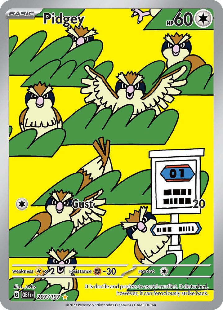 Pidgey 207/197 Holofoil, Obsidian Flames Pokémon card