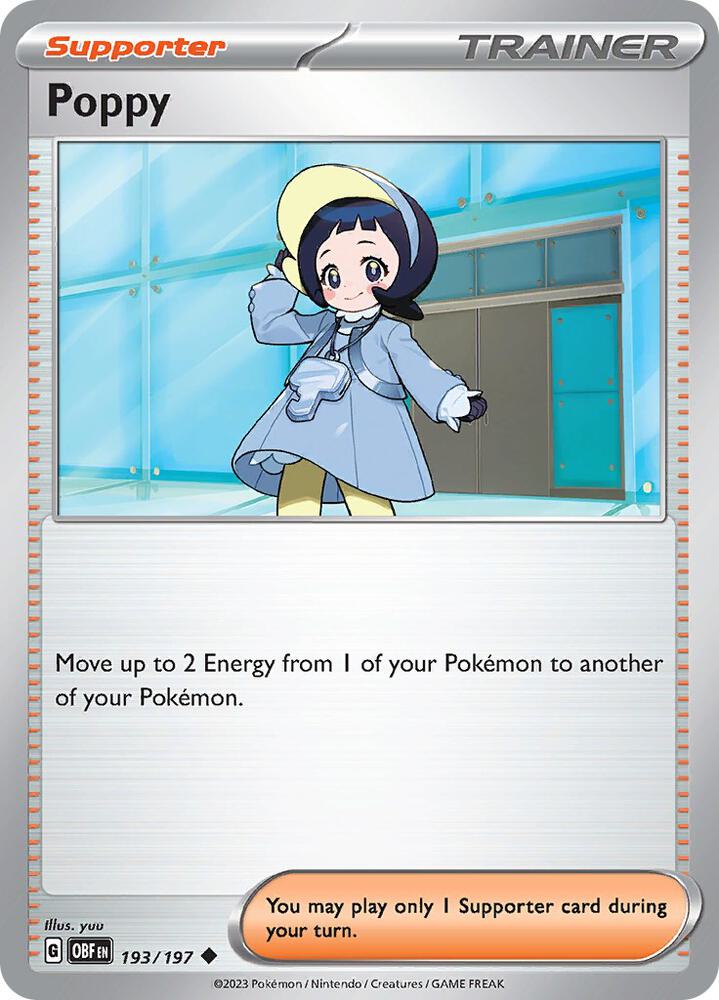 Poppy 193/197, Obsidian Flames Pokémon card