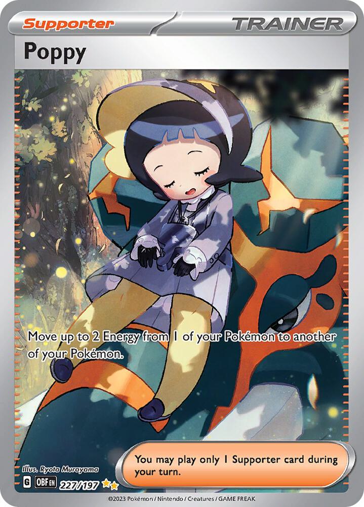 Poppy 227/197 Holofoil, Obsidian Flames Pokémon card