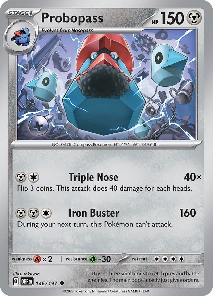 Probopass 146/197 Reverse Holofoil, Obsidian Flames Pokémon card