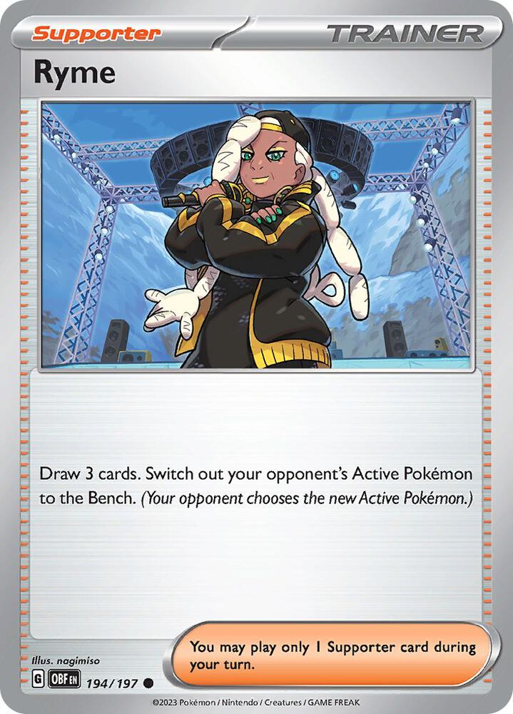 Ryme 194/197 Reverse Holofoil, Obsidian Flames Pokémon card