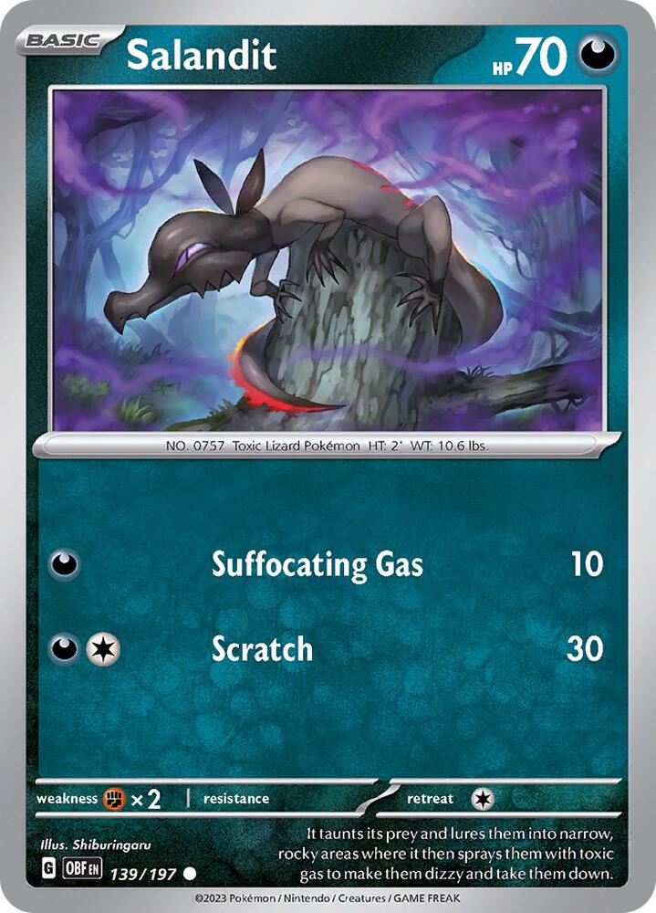 Salandit 139/197, Obsidian Flames Pokémon card