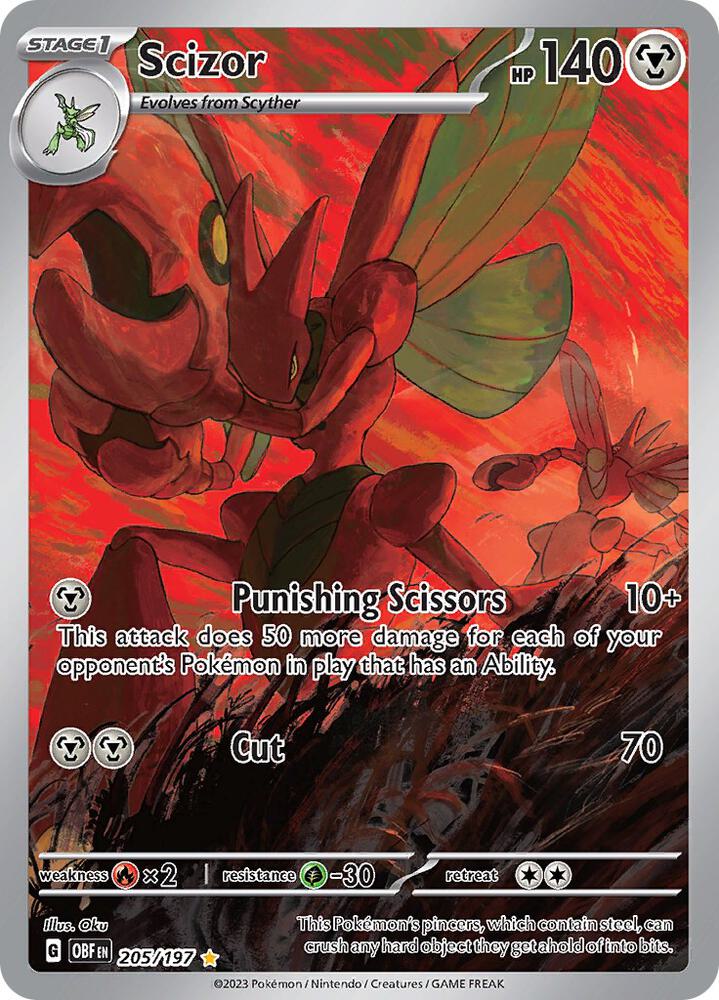 Scizor 205/197 Holofoil, Obsidian Flames Pokémon card