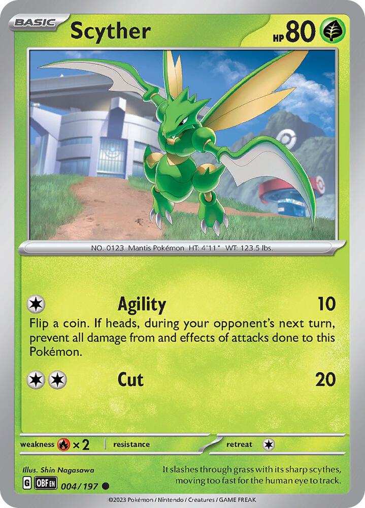Scyther 004/197, Obsidian Flames Pokémon card